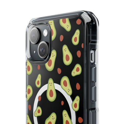 Playful Avocado Magnetic Clear Phone Case - Fun & Quirky Design