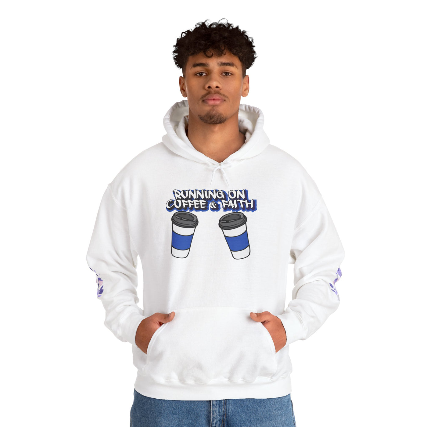 Running on Coffee & Faith Hoodie - Unisex Heavy Blend Sweatshirt for Cozy Vibes
