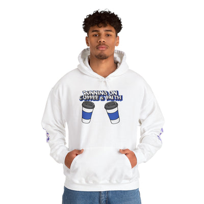 Running on Coffee & Faith Hoodie - Unisex Heavy Blend Sweatshirt for Cozy Vibes