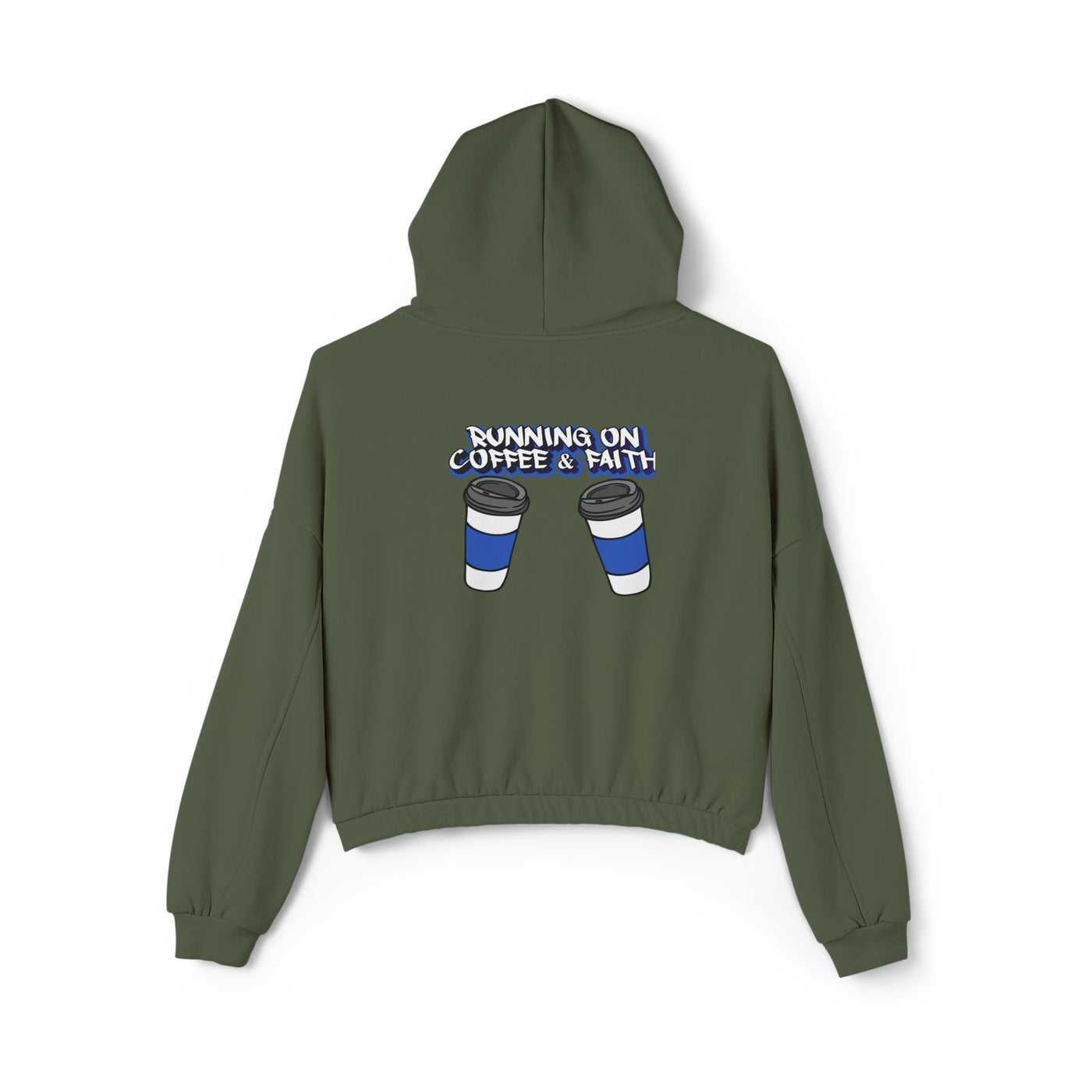 Running on Coffee & Faith Women's Hoodie - Cozy Cinched Bottom Sweatshirt
