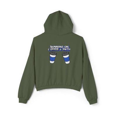 Running on Coffee & Faith Women's Hoodie - Cozy Cinched Bottom Sweatshirt