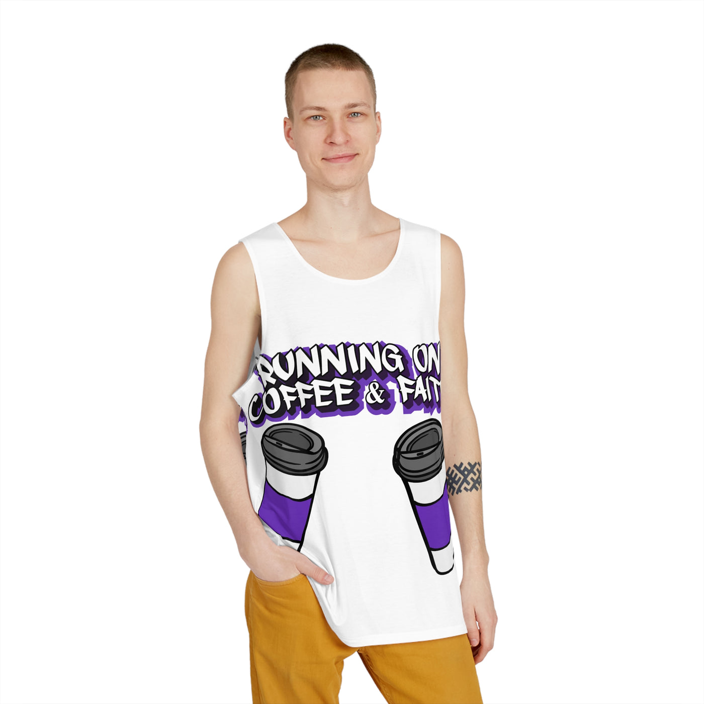 Running on Coffee & Faith Men's Tank Top - Perfect for Coffee Lovers