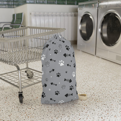 Pet-Themed Laundry Bag: Paws & Fish Design, Cute Laundry Bag, Dog Lover Gift, Cat Owner Accessory, Cozy Home Organizer