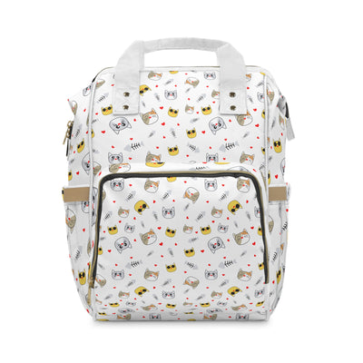 Cute Cat Print Multifunctional Diaper Backpack – Stylish & Practical for Parents