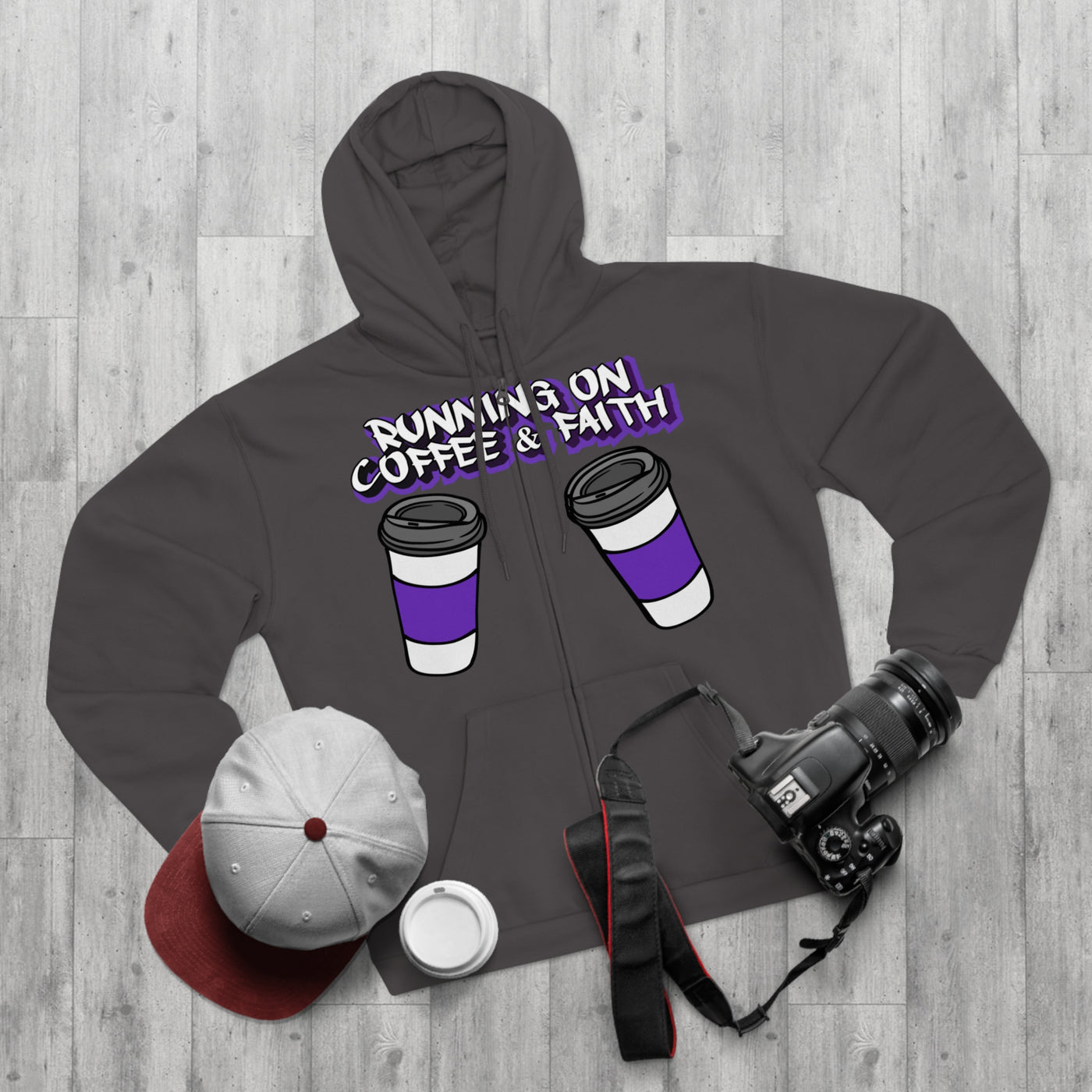 Running on Coffee & Faith Unisex Hooded Zip Sweatshirt