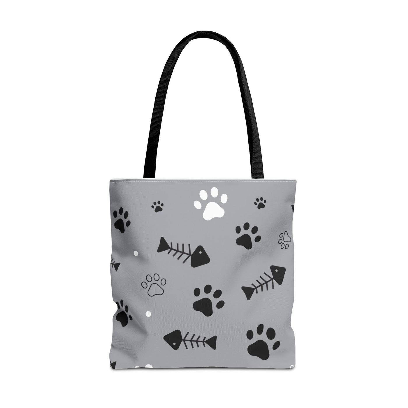 Cute Pet-Themed Tote Bag with Paws and Fish Design