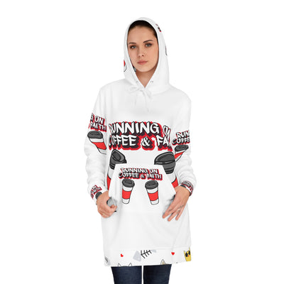 Running on Coffee & Faith Women's Hoodie Dress – Cozy and Inspirational Fashion for Coffee Lovers