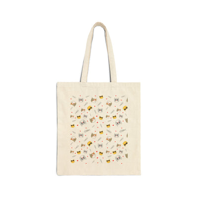 Cute Cat Pattern Cotton Canvas Tote Bag - Eco-Friendly, Reusable Shopping Bag for Cat Lovers