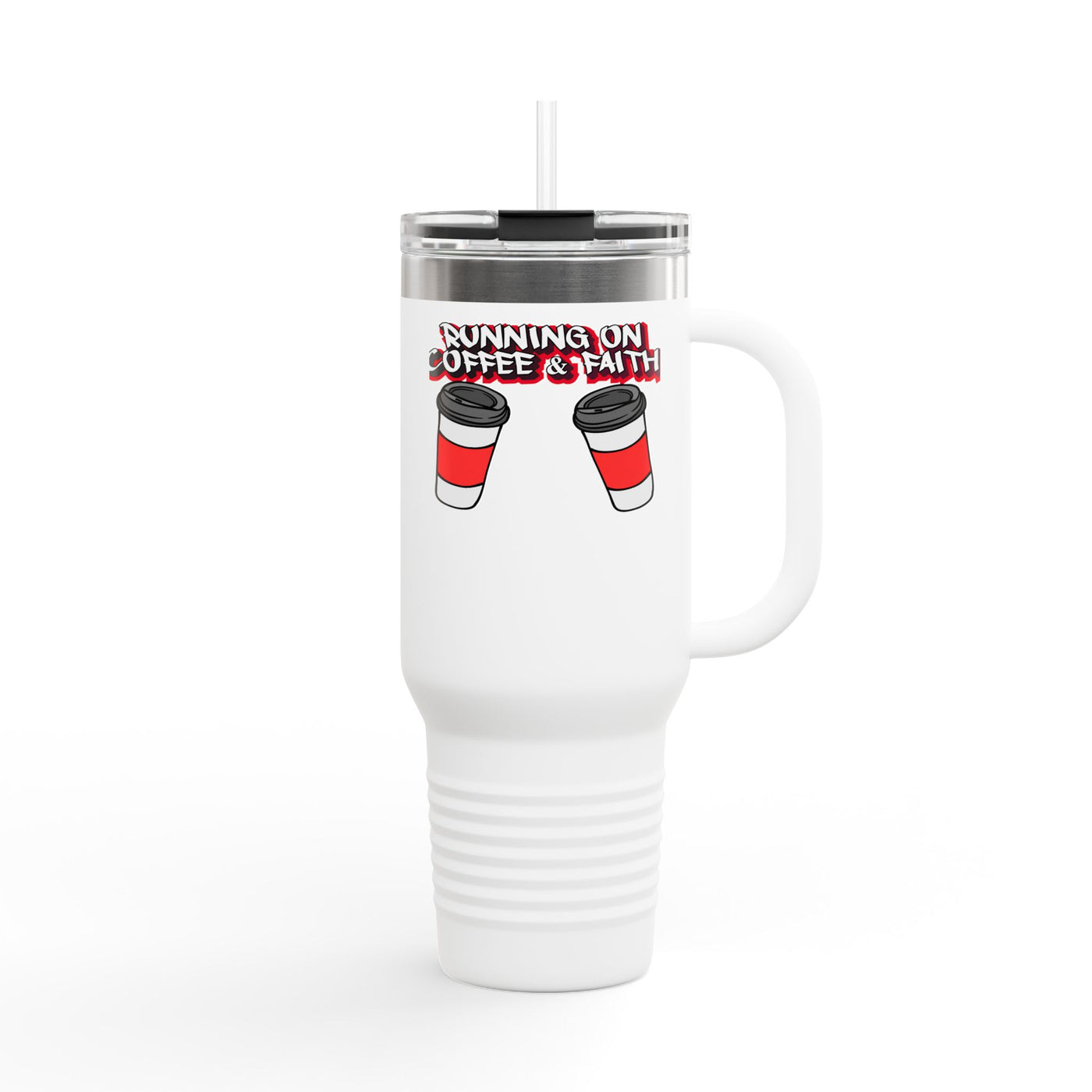 Running on Coffee & Faith Insulated Travel Mug - 40oz Coffee Lover's Companion