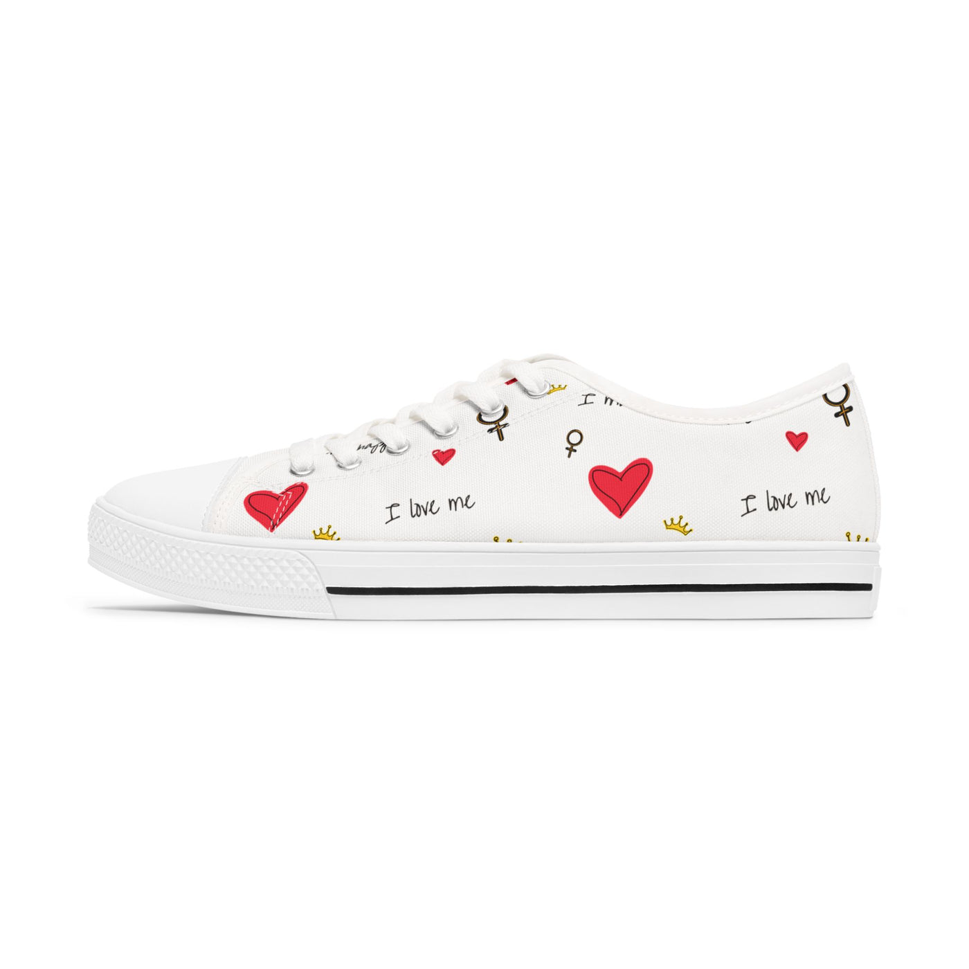 Empowering Women's Low Top Sneakers - 'I Love Me' Design