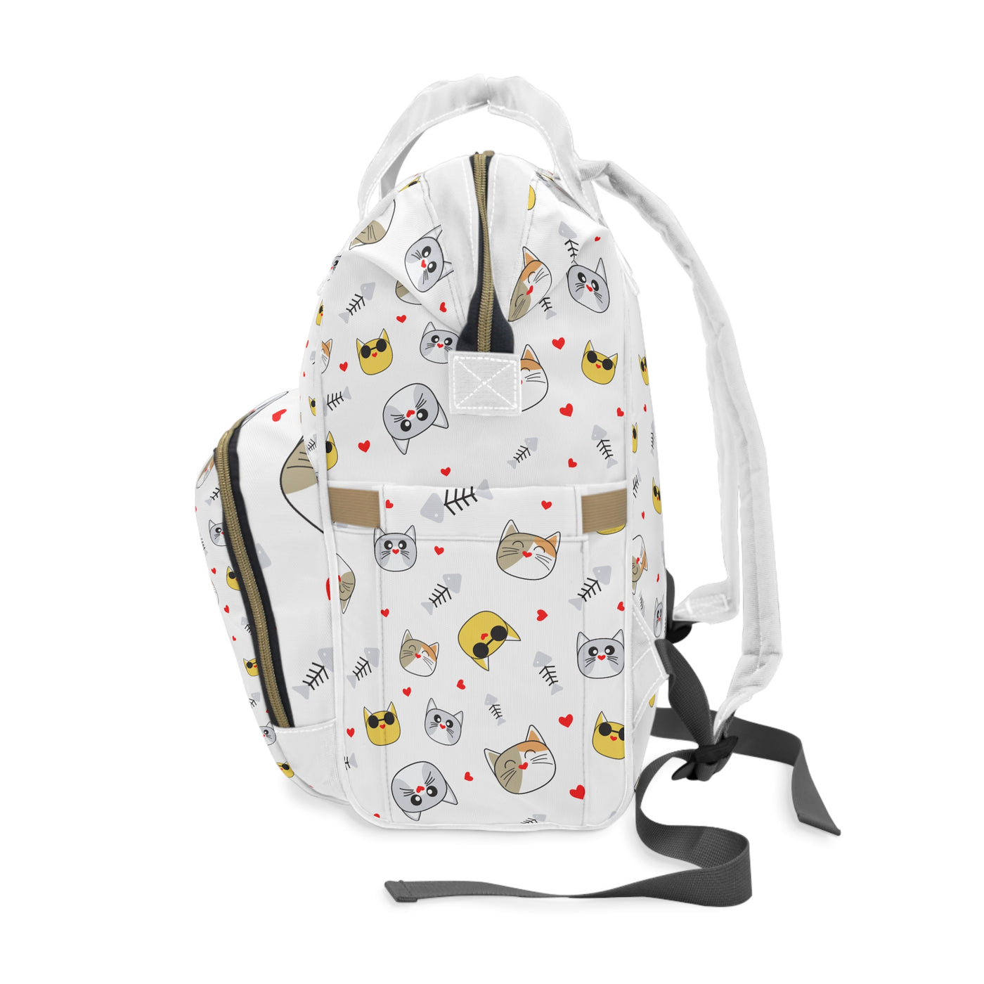 Cute Cat Print Multifunctional Diaper Backpack – Stylish & Practical for Parents