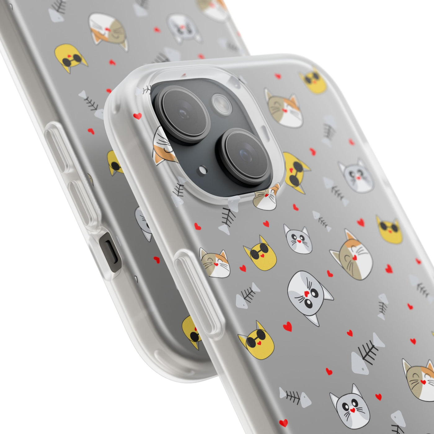 Cute Cat Flexi Phone Case - Adorable Kittens with Hearts and Sunglasses