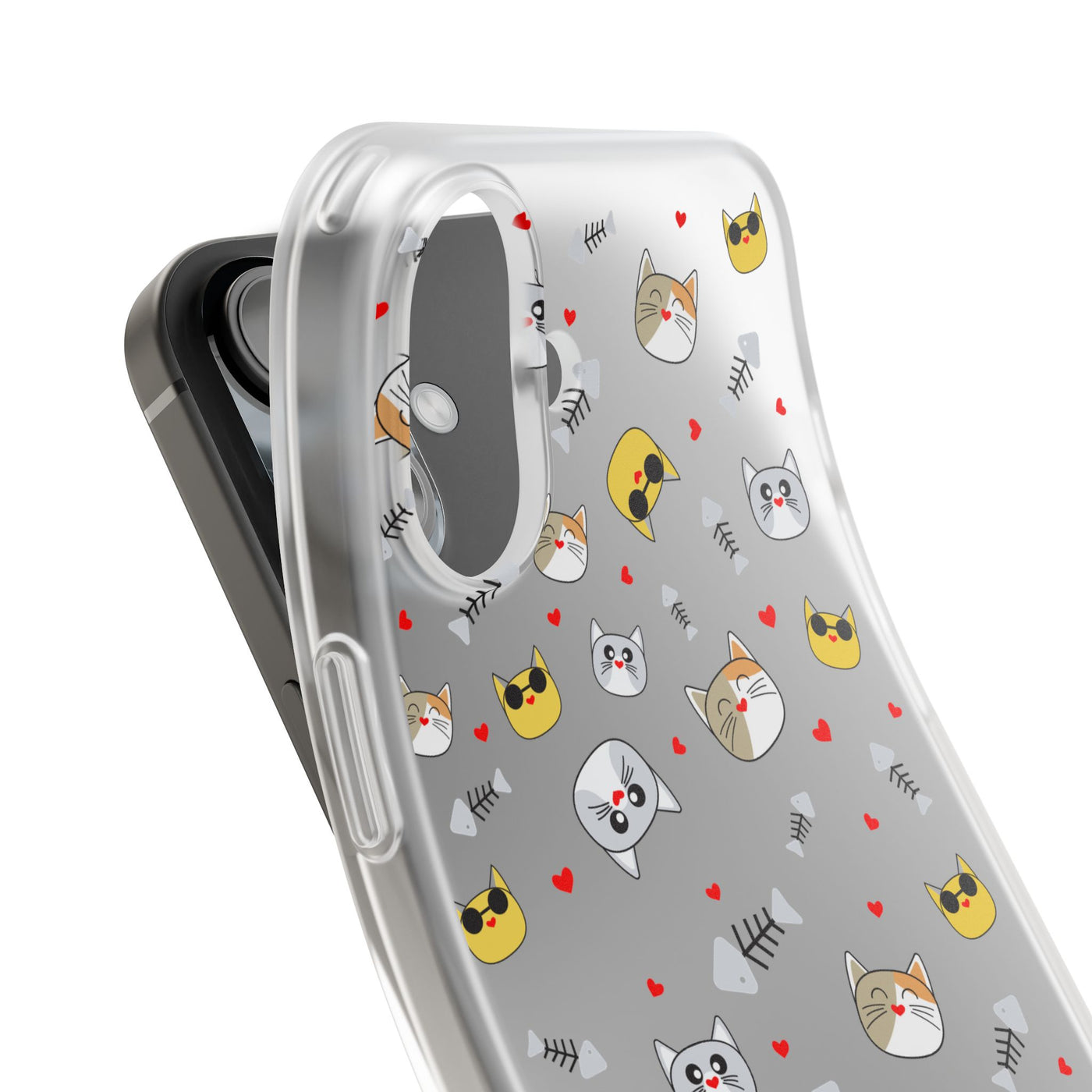 Cute Cat Flexi Phone Case - Adorable Kittens with Hearts and Sunglasses