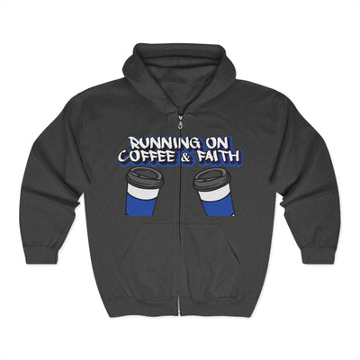 Running on Coffee & Faith Hoodie - Unisex Heavy Blend Full Zip Sweatshirt