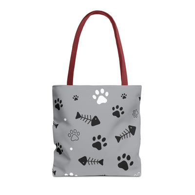 Cute Pet-Themed Tote Bag with Paws and Fish Design