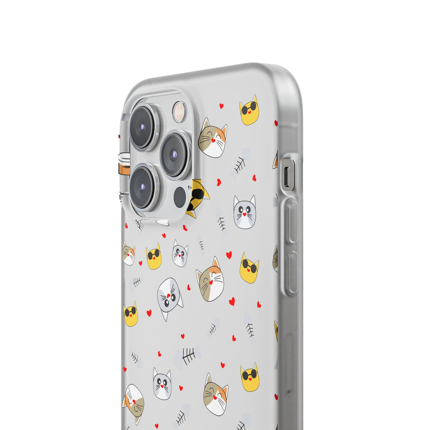 Cute Cat Flexi Phone Case - Adorable Kittens with Hearts and Sunglasses