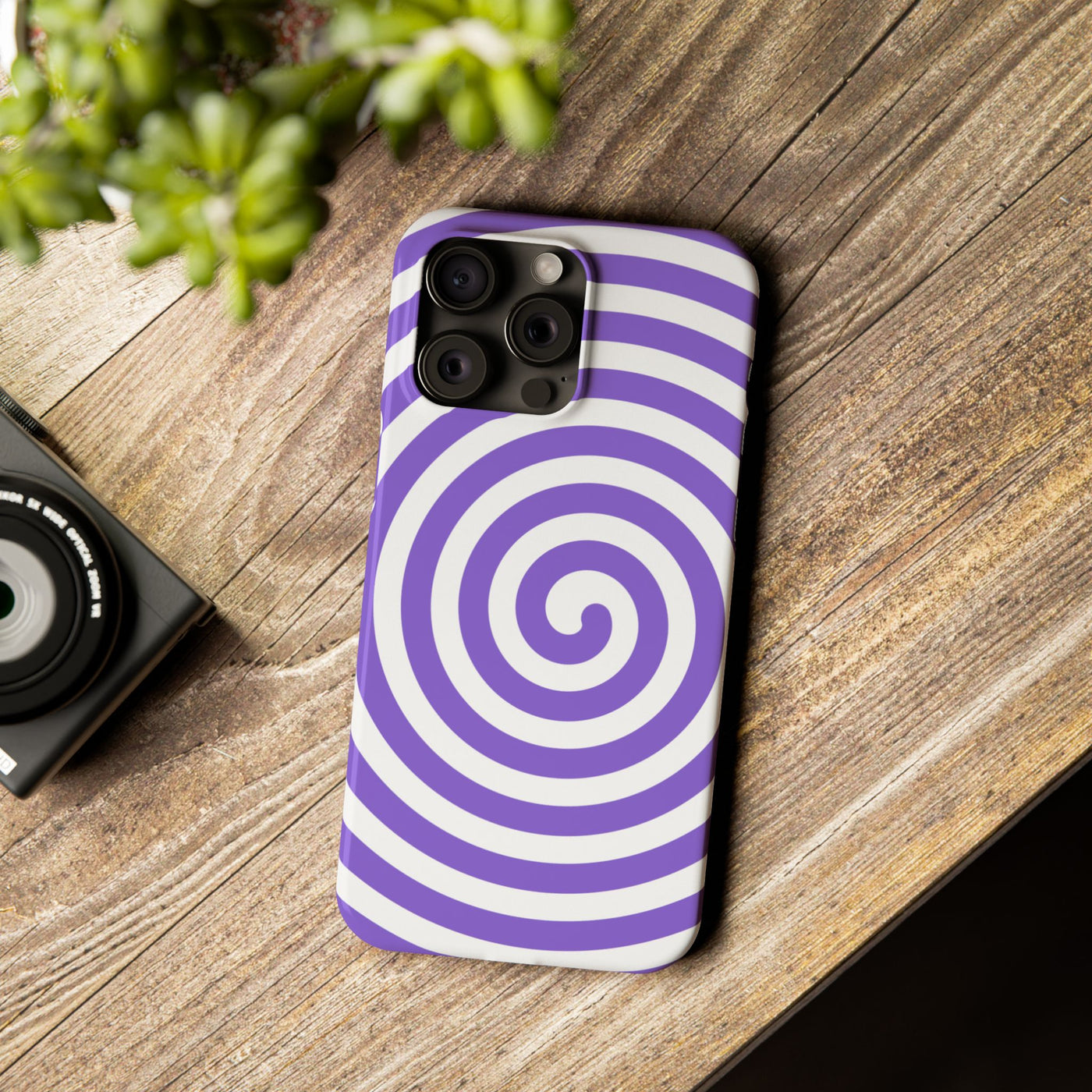 Trendy Purple Spiral Slim Phone Case - Stylish Protection for Your Device