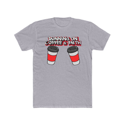 Running on Coffee & Faith Unisex Cotton Crew Tee - Perfect for Coffee Lovers