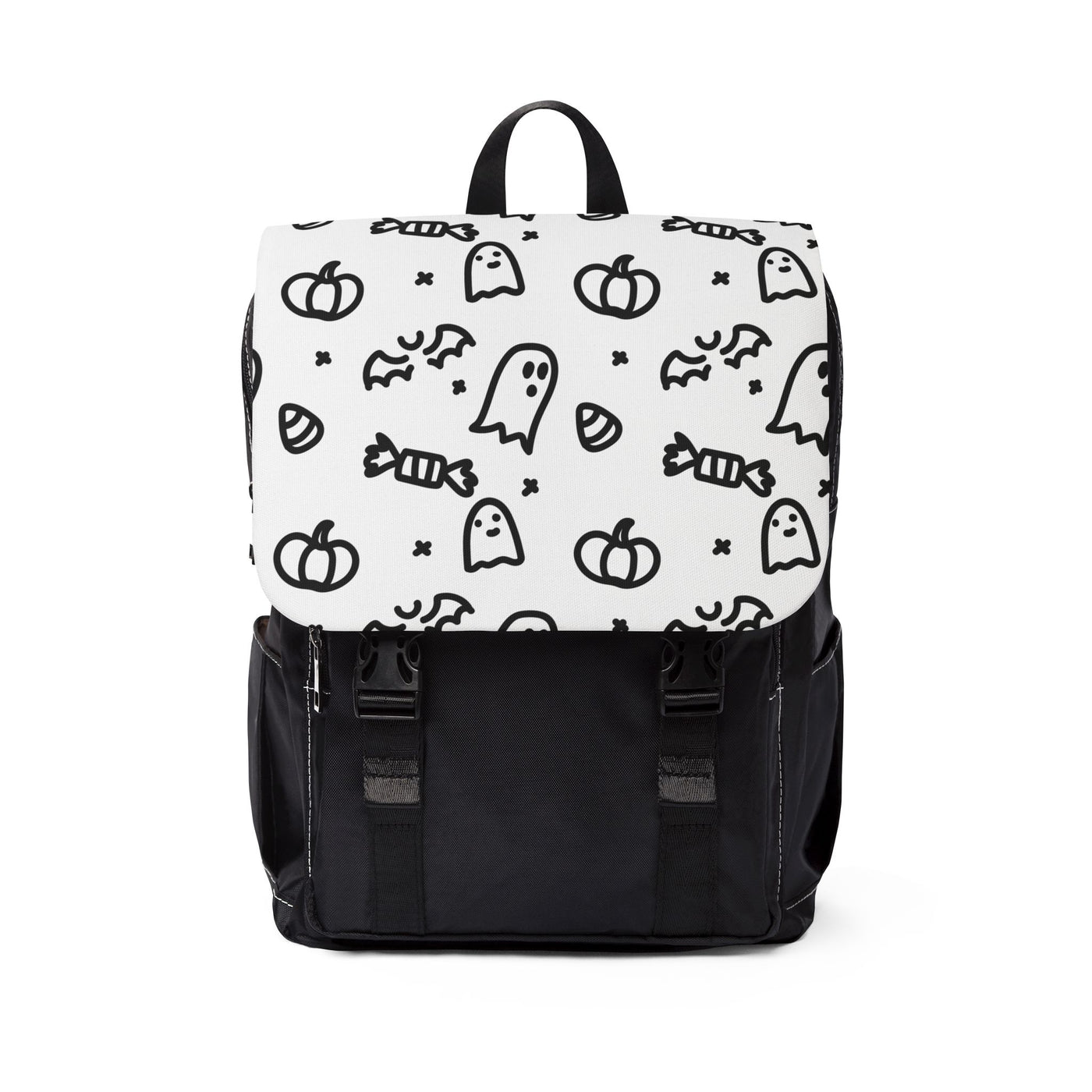 Spooky Halloween Casual Backpack - Unisex Design with Ghosts and Pumpkins