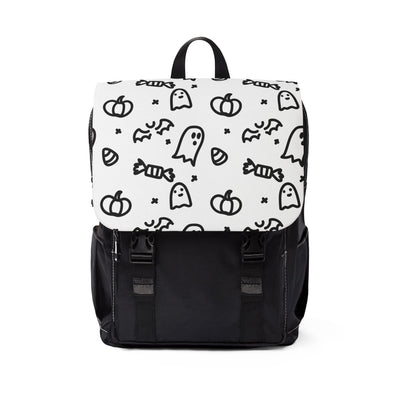 Spooky Halloween Casual Backpack - Unisex Design with Ghosts and Pumpkins