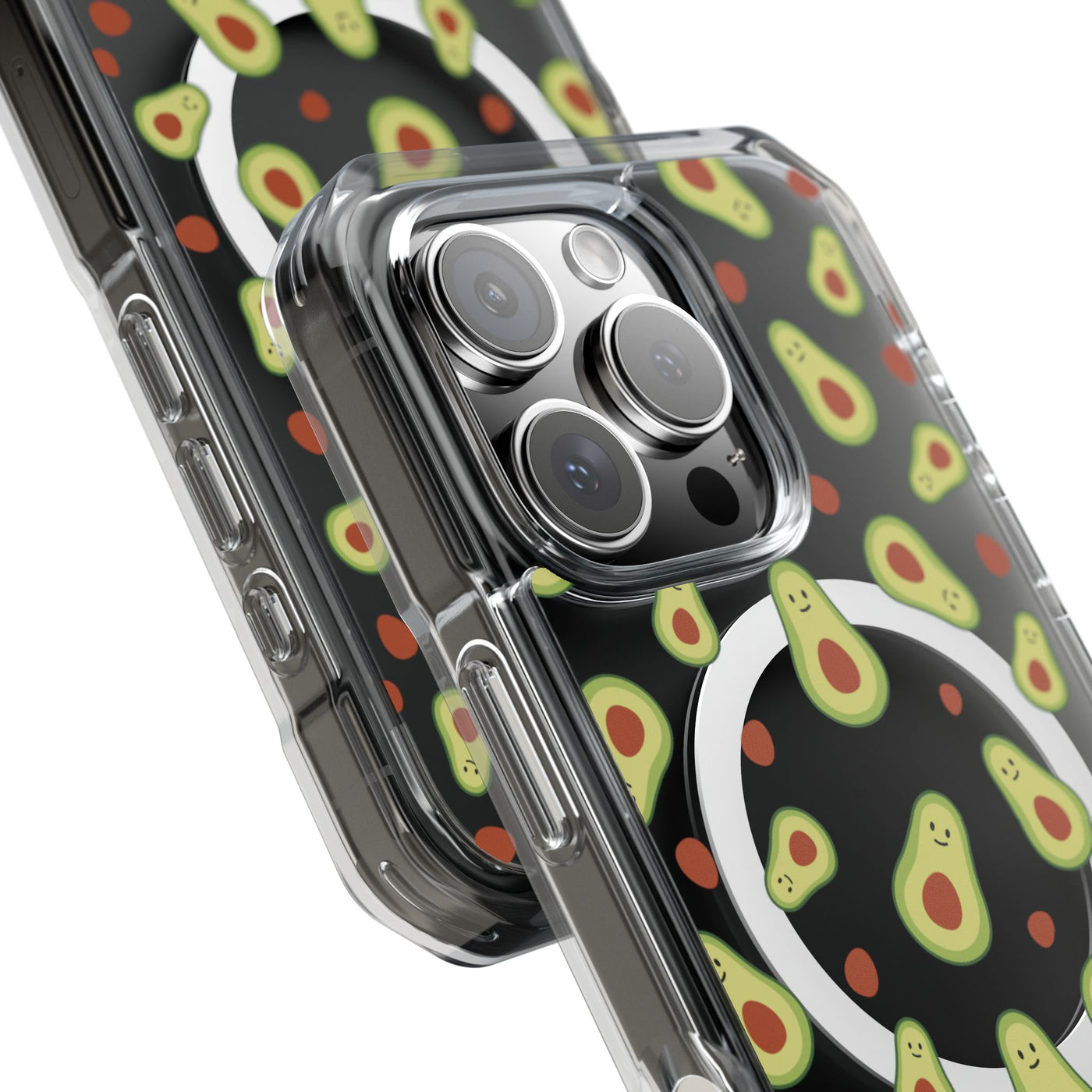 Playful Avocado Magnetic Clear Phone Case - Fun & Quirky Design
