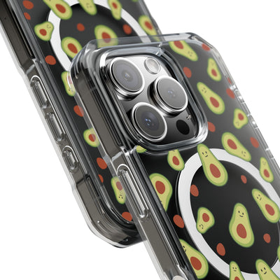 Playful Avocado Magnetic Clear Phone Case - Fun & Quirky Design