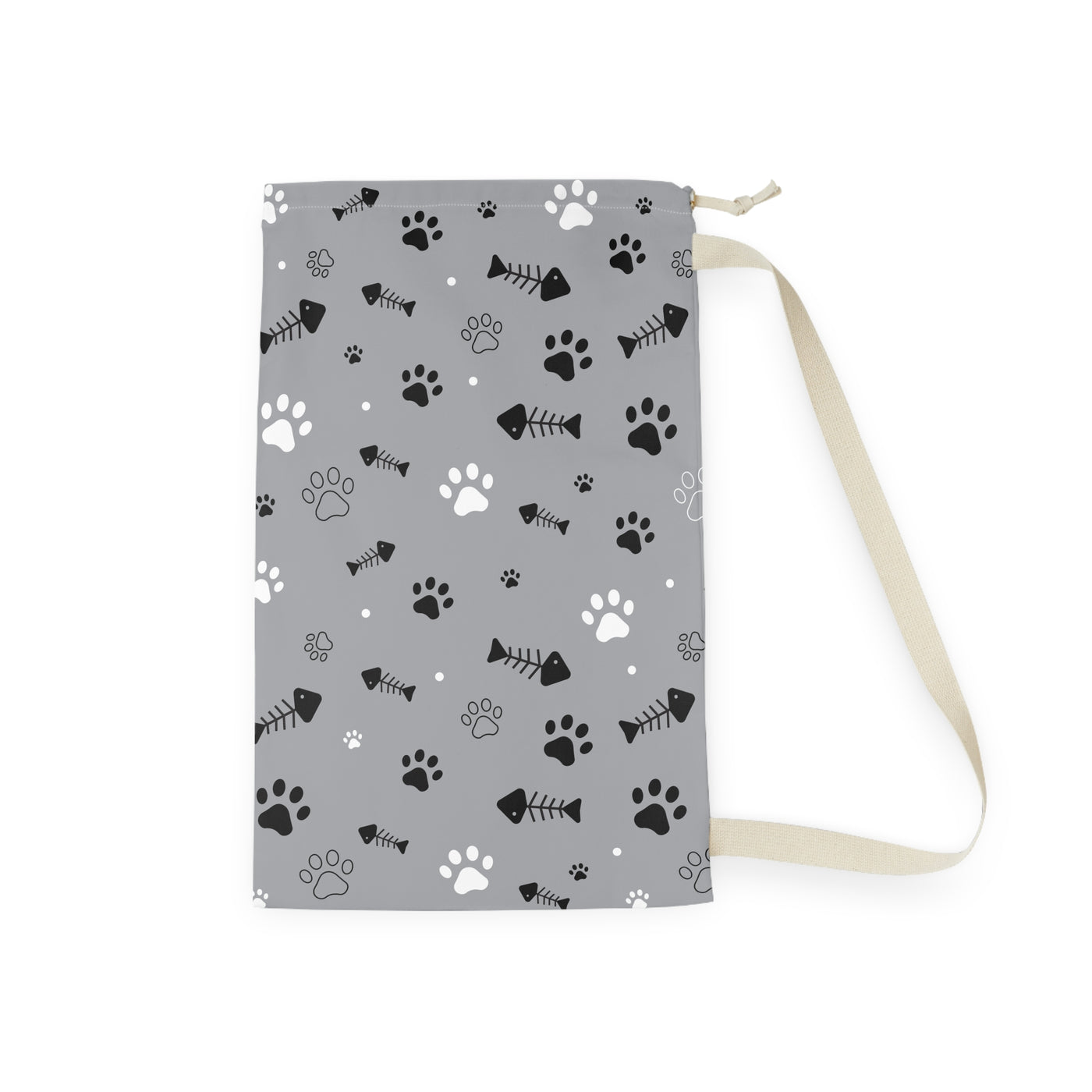 Pet-Themed Laundry Bag: Paws & Fish Design, Cute Laundry Bag, Dog Lover Gift, Cat Owner Accessory, Cozy Home Organizer