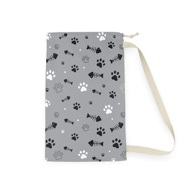 Pet-Themed Laundry Bag: Paws & Fish Design, Cute Laundry Bag, Dog Lover Gift, Cat Owner Accessory, Cozy Home Organizer