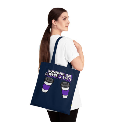 Running on Coffee & Faith Organic Cotton Tote Bag