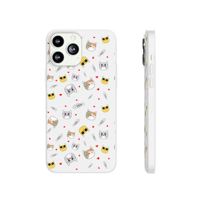 Cute Cat Flexi Phone Case - Adorable Kittens with Hearts and Sunglasses