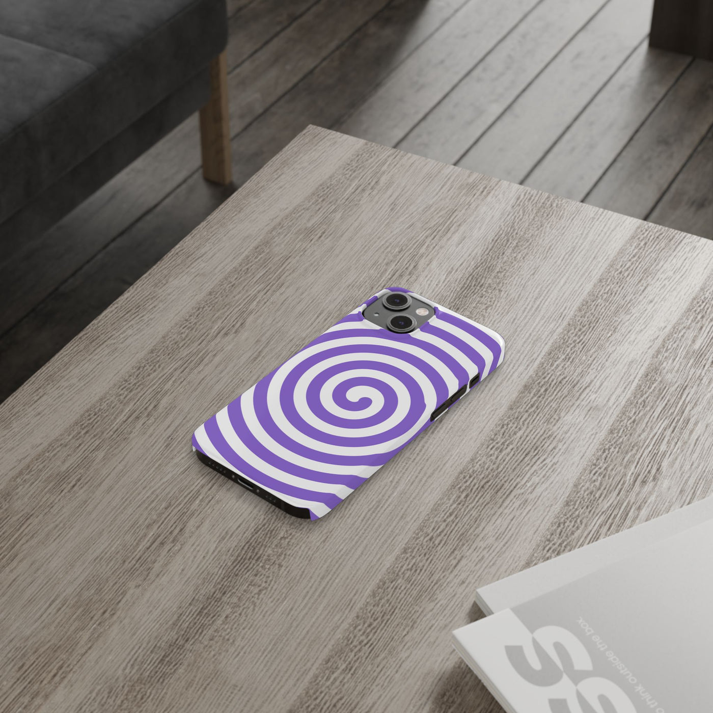 Trendy Purple Spiral Slim Phone Case - Stylish Protection for Your Device