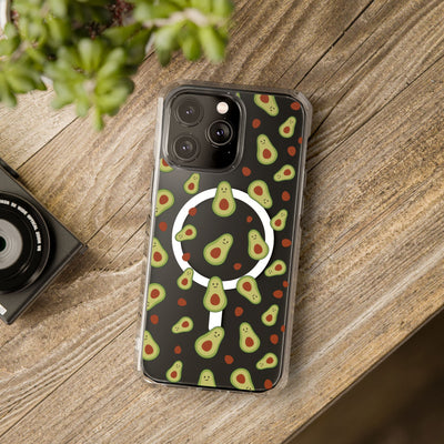 Playful Avocado Magnetic Clear Phone Case - Fun & Quirky Design