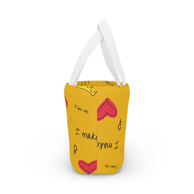 Happy Vibes Lunch Bag - Fun Yellow Tote for Daily Meals