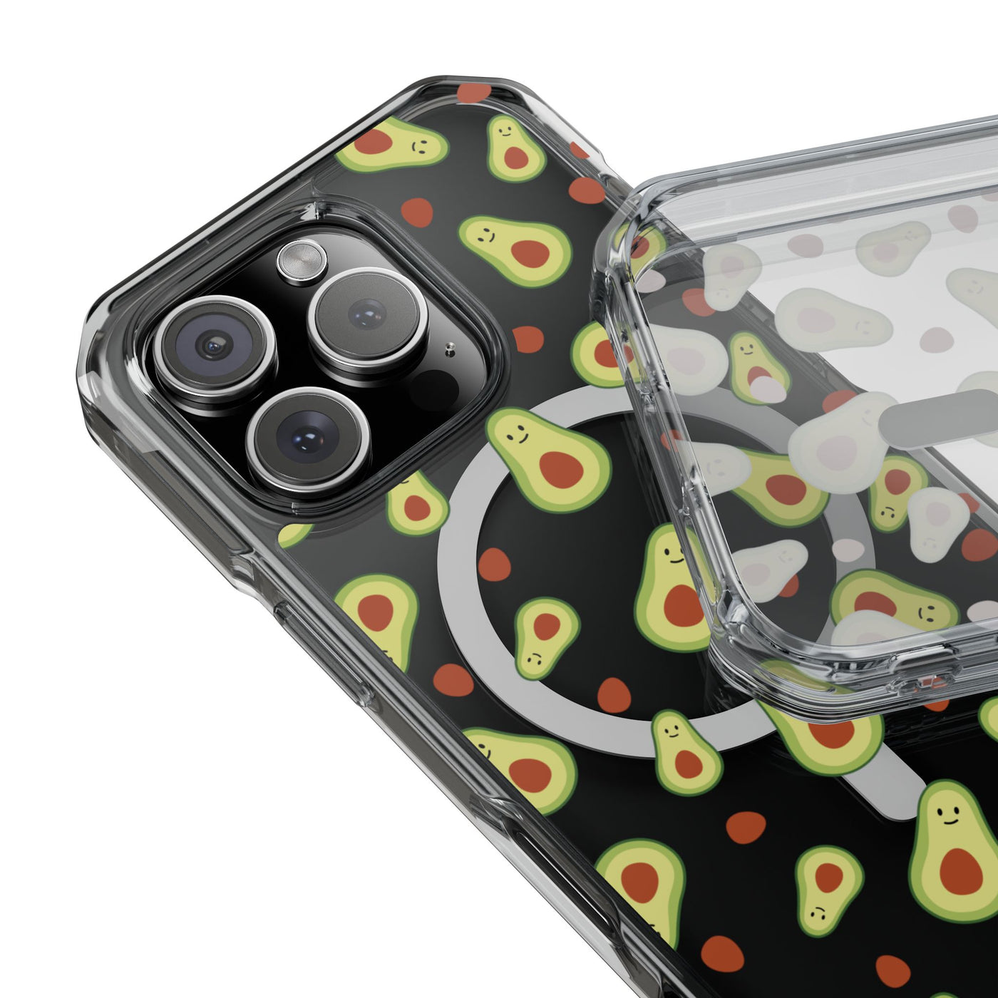 Playful Avocado Magnetic Clear Phone Case - Fun & Quirky Design
