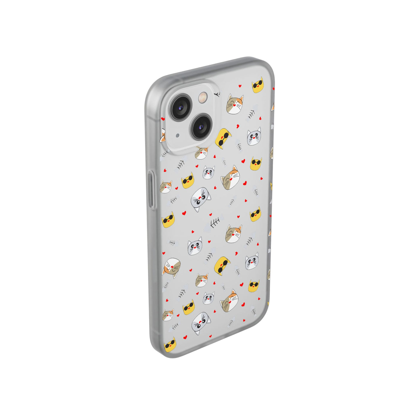 Cute Cat Flexi Phone Case - Adorable Kittens with Hearts and Sunglasses