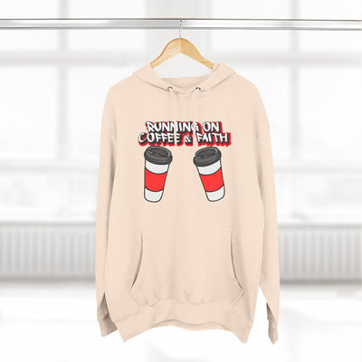 Running on Coffee & Faith Fleece Hoodie - Cozy Pullover for Coffee Lovers
