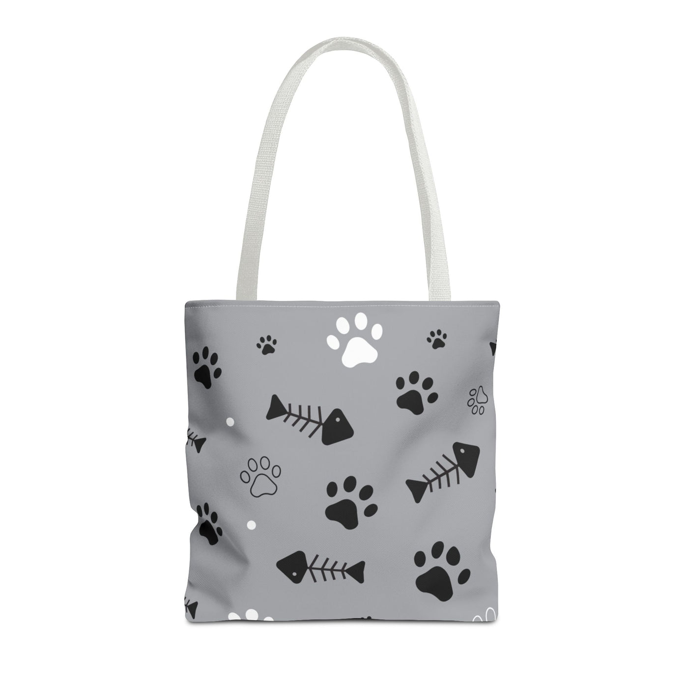 Cute Pet-Themed Tote Bag with Paws and Fish Design