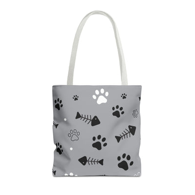 Cute Pet-Themed Tote Bag with Paws and Fish Design