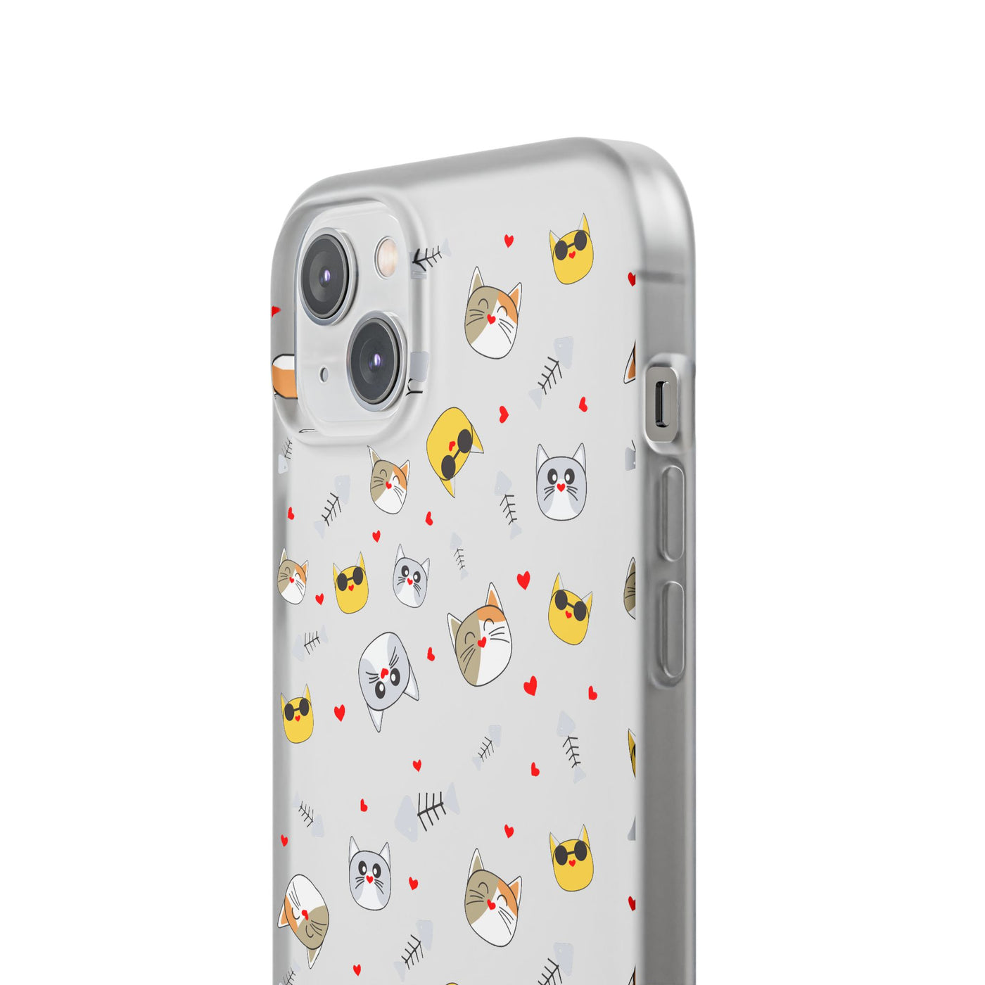 Cute Cat Flexi Phone Case - Adorable Kittens with Hearts and Sunglasses