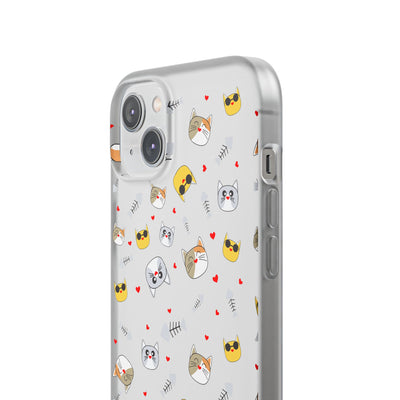 Cute Cat Flexi Phone Case - Adorable Kittens with Hearts and Sunglasses