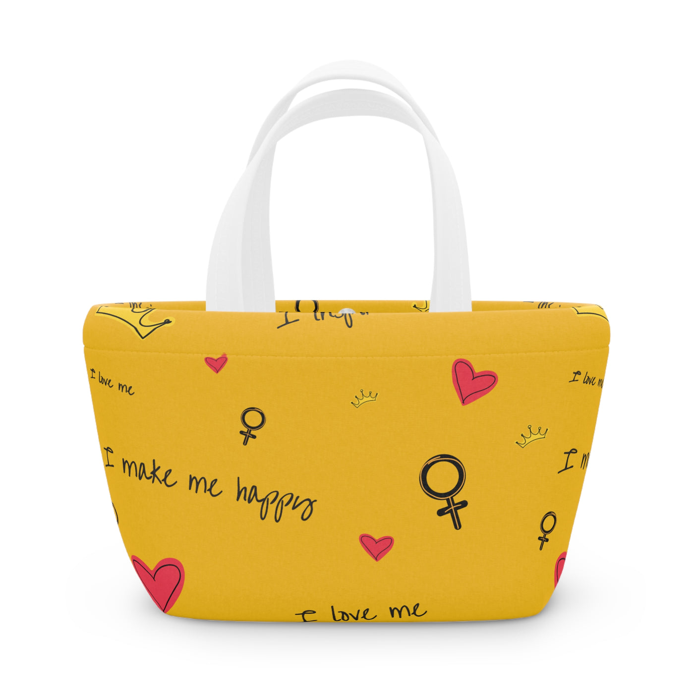 Happy Vibes Lunch Bag - Fun Yellow Tote for Daily Meals