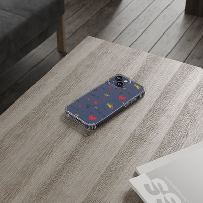 Inspirational Clear Phone Case with Hearts and Crowns
