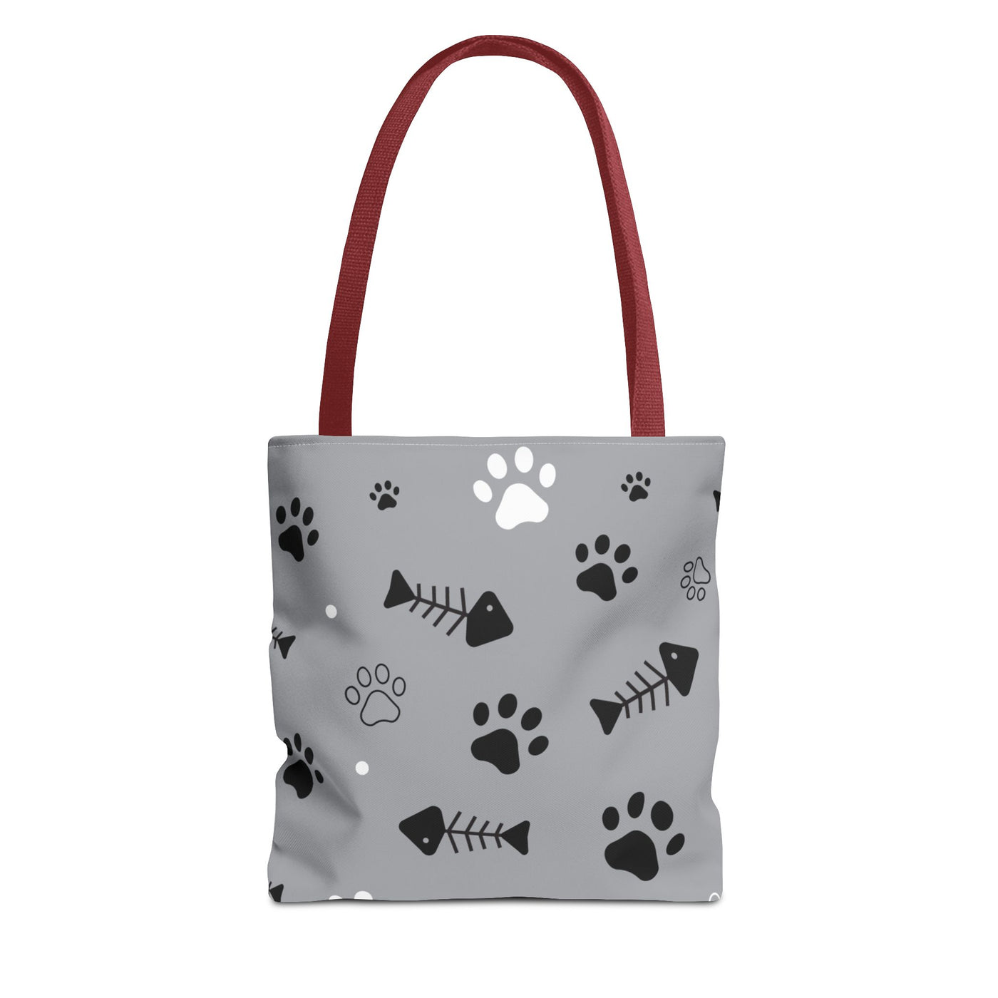 Cute Pet-Themed Tote Bag with Paws and Fish Design