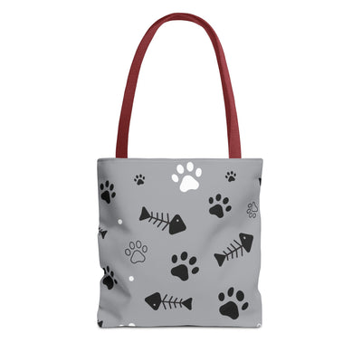 Cute Pet-Themed Tote Bag with Paws and Fish Design