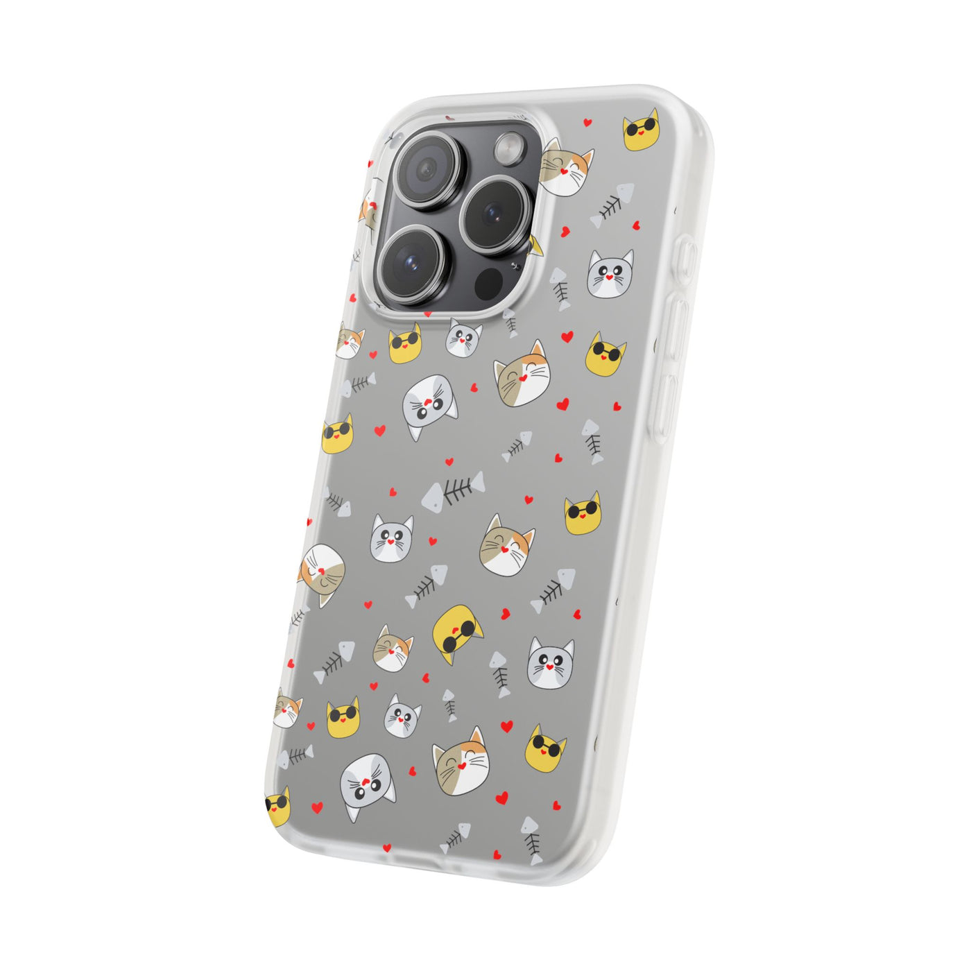 Cute Cat Flexi Phone Case - Adorable Kittens with Hearts and Sunglasses