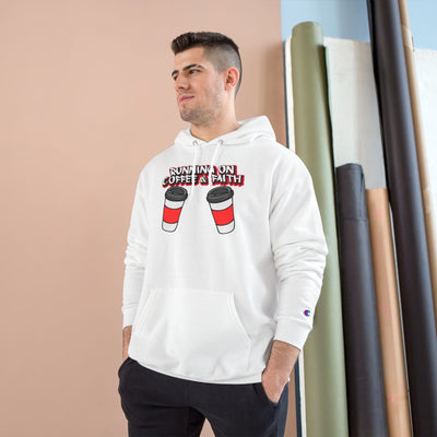 Running on Coffee & Faith Hoodie - Cozy Champion Sweatshirt for Coffee Lovers