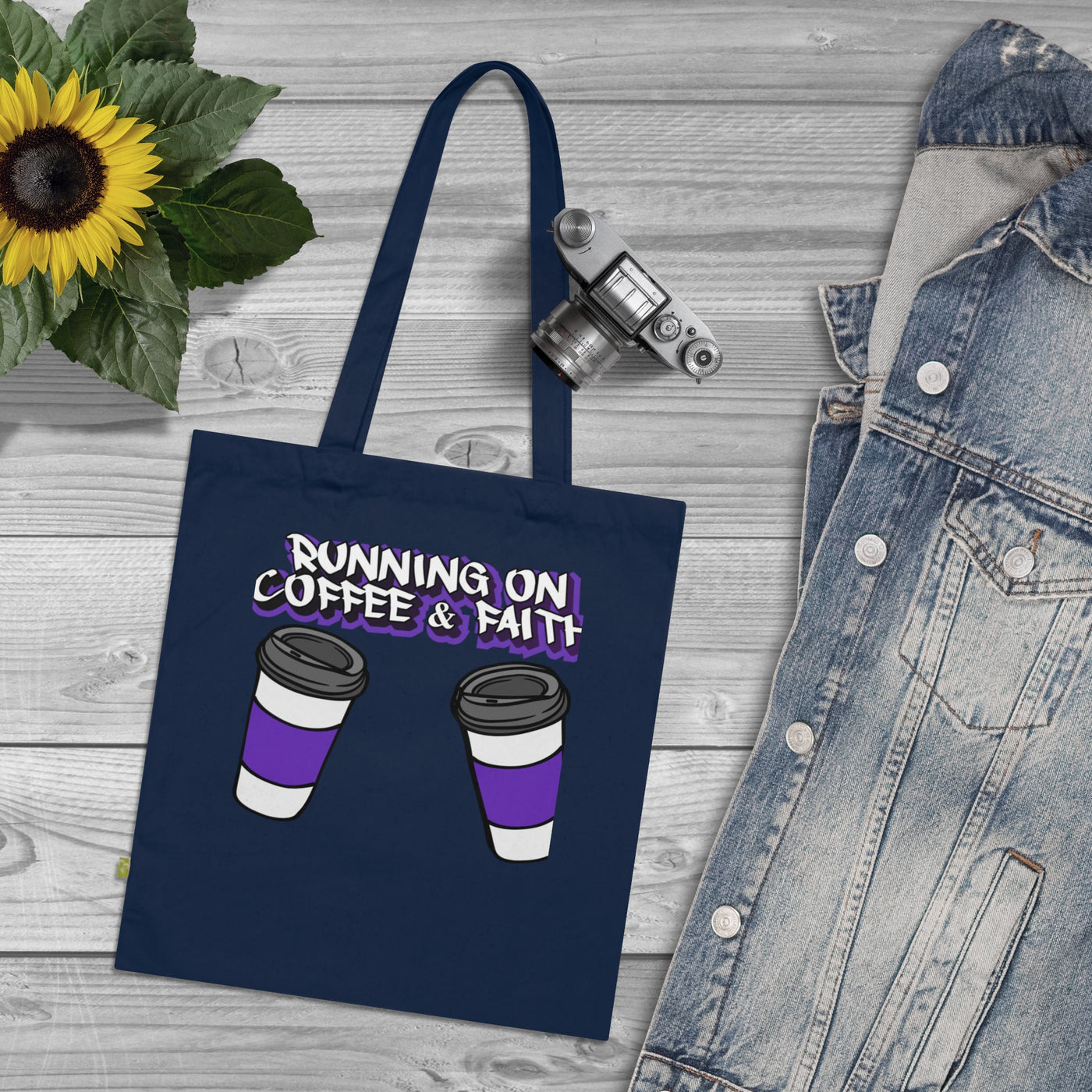 Running on Coffee & Faith Organic Cotton Tote Bag
