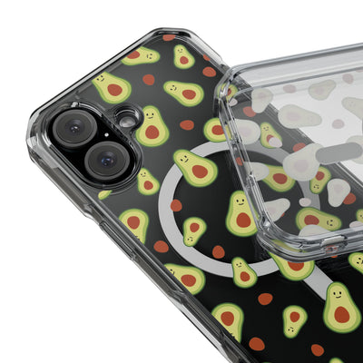 Playful Avocado Magnetic Clear Phone Case - Fun & Quirky Design