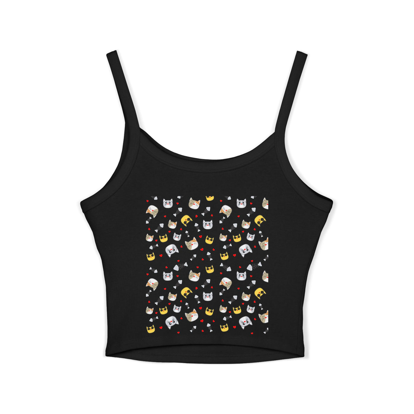 Cute Cat-Themed Women's Spaghetti Strap Tank Top - Fun and Playful Summer Wear