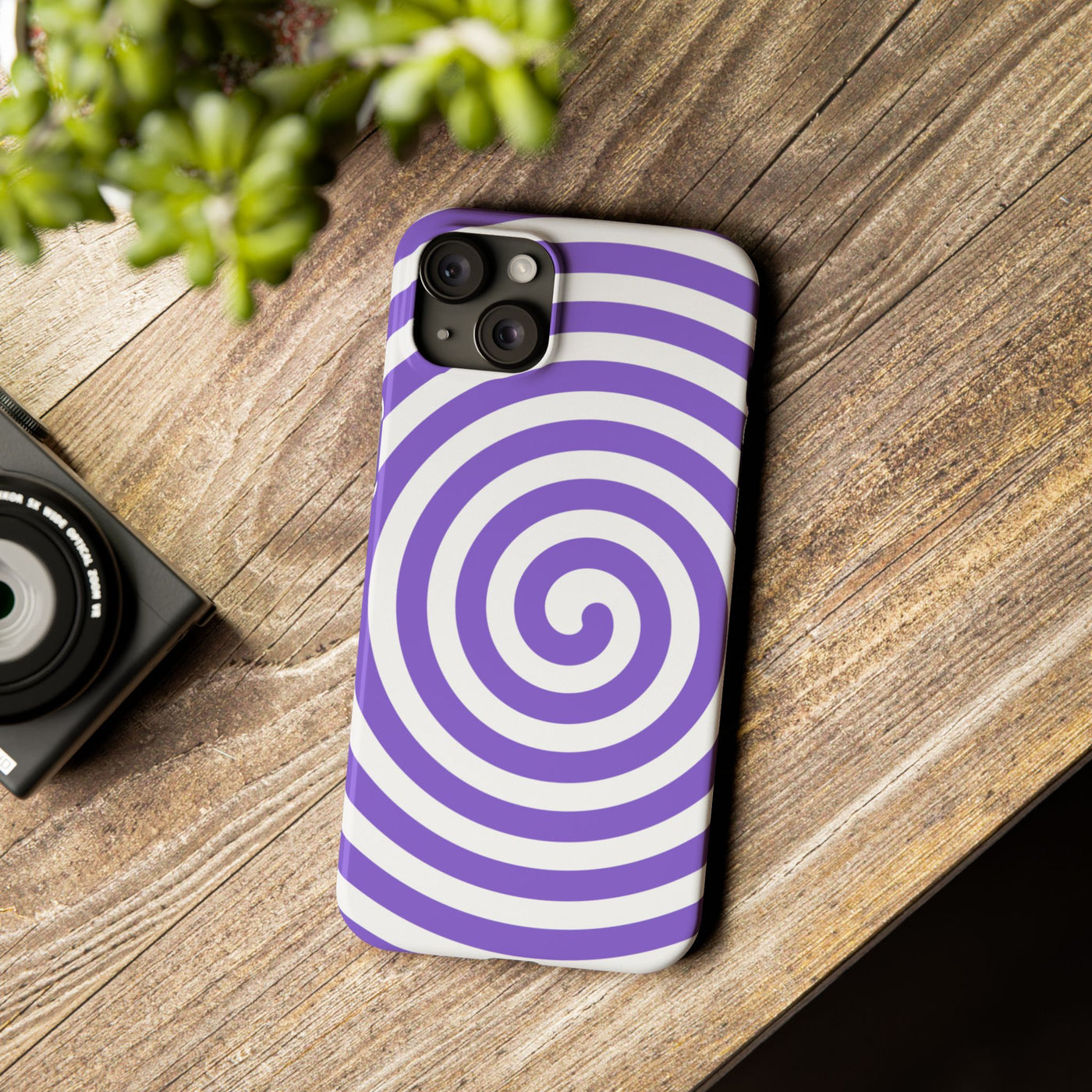 Trendy Purple Spiral Slim Phone Case - Stylish Protection for Your Device